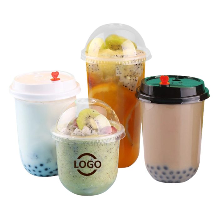 Factory Custom Printing Logo Bubble Tea Cup 10 Oz 16 24 Oz Coffee Juice Smoothies U Shape Boba Cup Pet PP Plastic Cups with Lid Photoroom