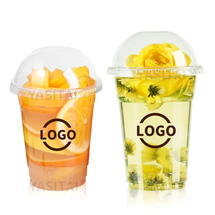 Takeaway Ice Coffee Bubble Tea Cup Disposable Plastic Cup 16oz Pet Boba Milk Tea Cup